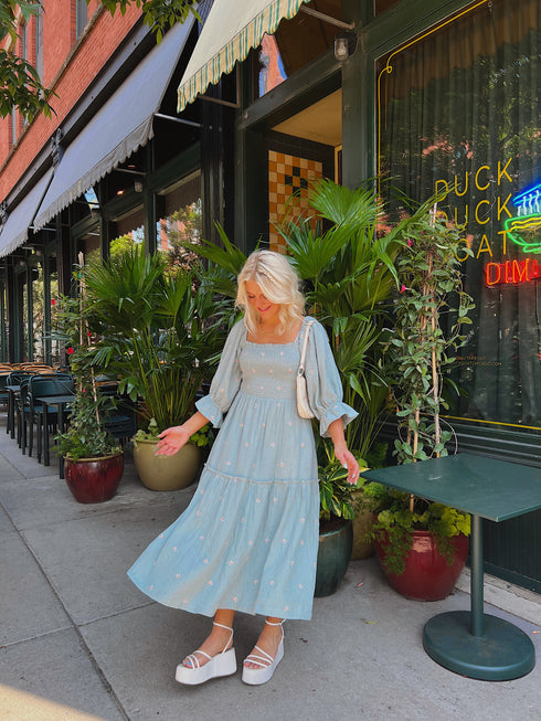 Lillies Love Midi Dress // Sky *RESTOCKED*